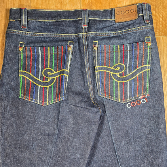 Vintage Y2K Coogi Baggy Jeans 38x34 Blue Embroidered Pockets Skater Street Style - Picture 11 of 12